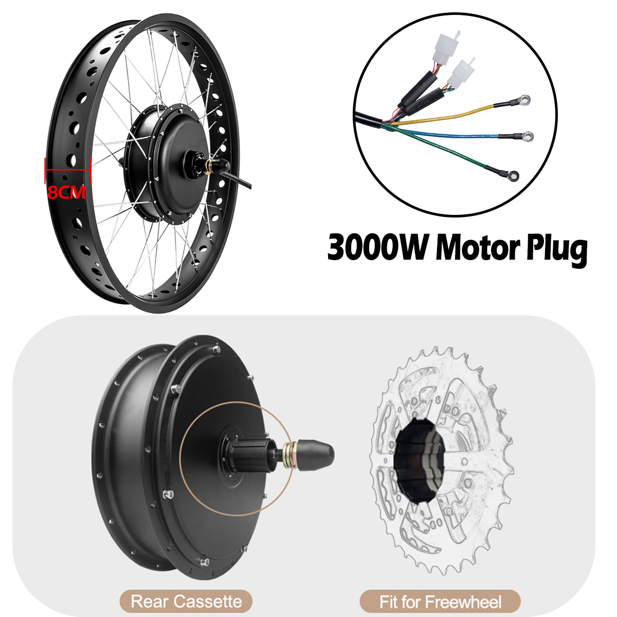 Moteur de moyeu sans engrenage - 72V 5000W Hub Motor Kit avis et prix